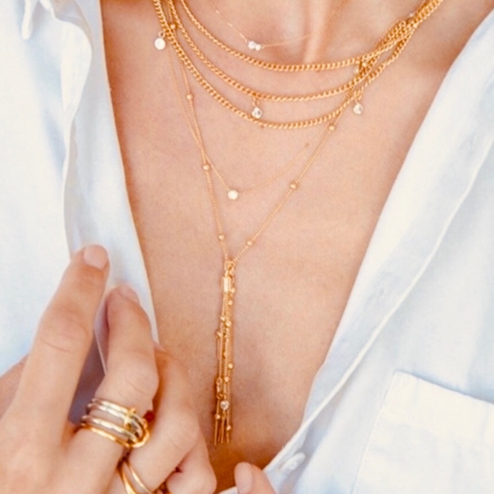 New Gold Layered Necklace Ettika Chloe Gold Tassel Necklace - Picture 6 of 12